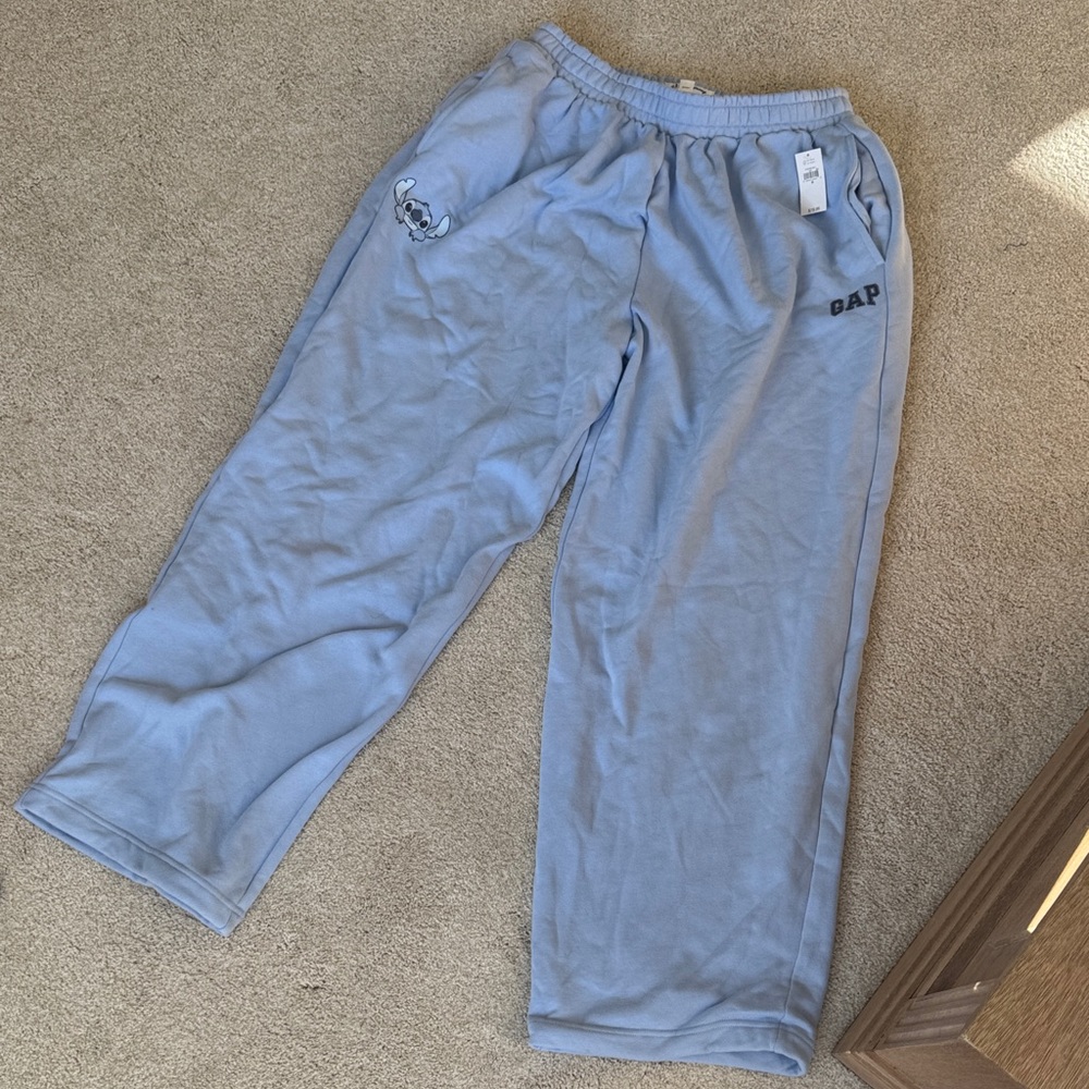 21 - NWT Gap x Disney Stitch Light Blue Wide Leg Sweatpants